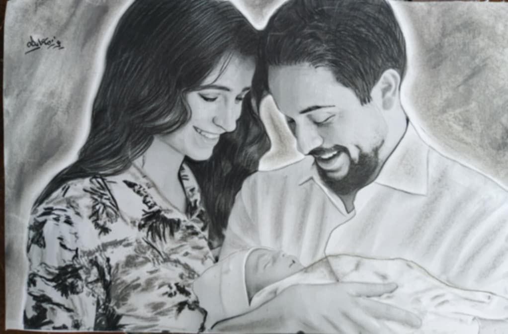 الرسام يزن المعايطة يحتفي بعيد ميلاد ولي العهد برسم لوحات خاصة