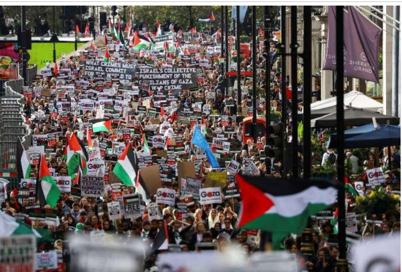 100 ألف متظاهر في شوارع لندن تأييداً لفلسطين