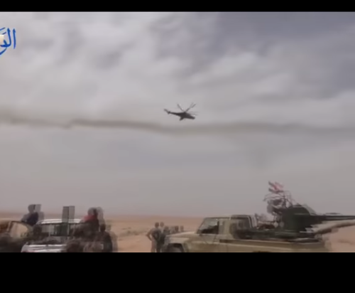 بالفيديو ..  لحظة قصف المروحيات الروسية مواقعاً بالقرب من الحدود الاردنية - السورية