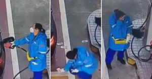بكاؤها أحرق القلوب  ..  صاحب سيارة فاخرة يلقي أموال على الأرض لإهانة عاملة في محطة وقود (فيديو)