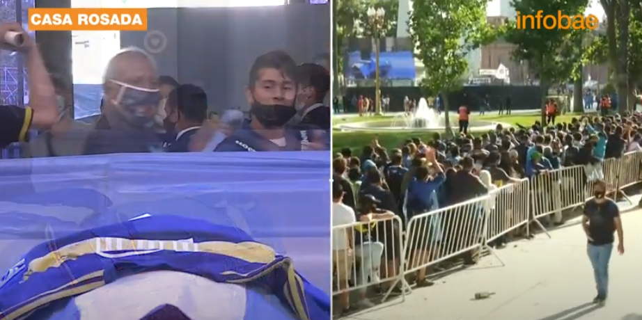 شاهدوا بالفيديو  ..  جثمان مارادونا يُسجى في القصر الرئاسي بالأرجنتين للنظرة الأخيرة  ..  بث مباشر
