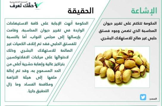 إتلاف كميات كبيرة من الفستق الحلبي لاحتوائها على مركبات "الأفلاتوكسين" بتراكيز عالية