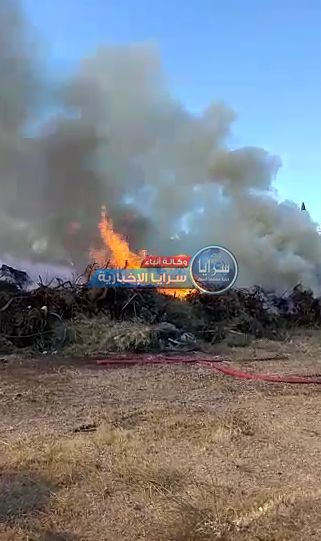 بالفيديو  ..  حريق مخلفات أشجار داخل جامعة اليرموك