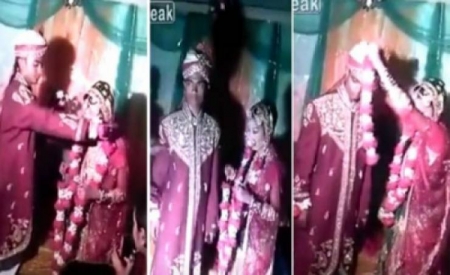 بالفيديو  ..  عريس هندي ينفعل على عروسه بسبب فشلها في أداء مراسم الزفاف