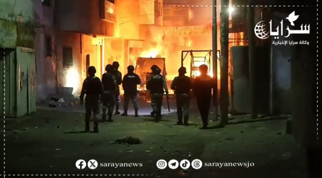 الأمن ينشر مشاهد من أعمال شغب سيطرت عليها قوات الدرك يوم أمس في مخيم البقعة  - فيديو 