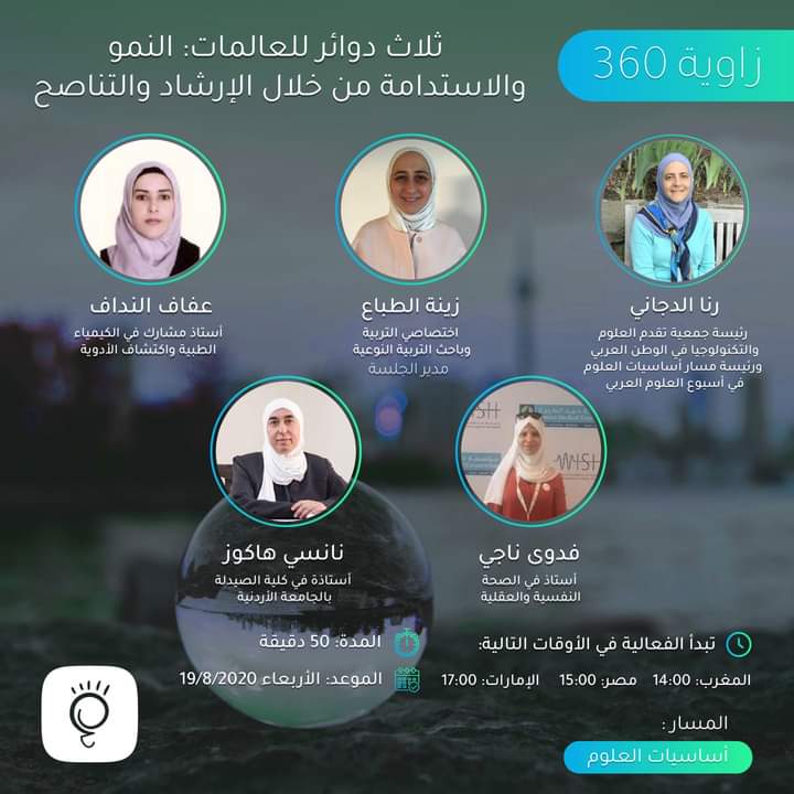 تمريض فيلادلفيا تشارك بأسبوع العلوم العربي في حوار حول" ثلاث دوائر للعالمات"