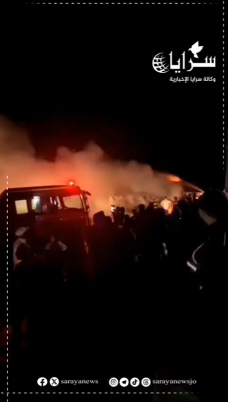 بالفيديو .. احتراق حافلة على طريق الهاشمية في الزرقاء