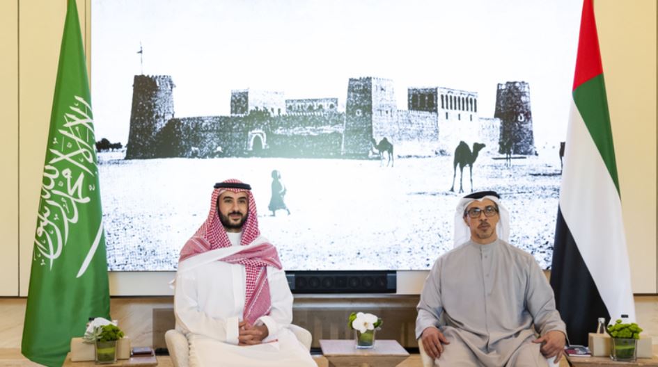 الأمير خالد بن سلمان والشيخ منصور بن زايد يبحثان أوضاع الشرق الأوسط
