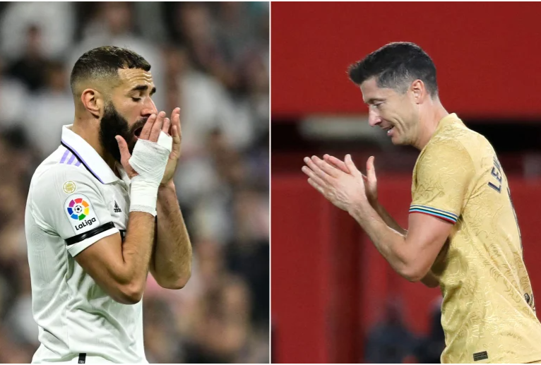 بنزيمة وليفاندوفسكي ..  معركة الهدافين في حرب "كلاسيكو الأرض" بين برشلونة وريال مدريد