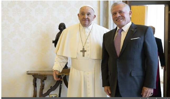 جلالة الملك يؤكد لبابا الفاتيكان استمرار الأردن بدوره الديني والتاريخي في حماية المقدسات بالقدس