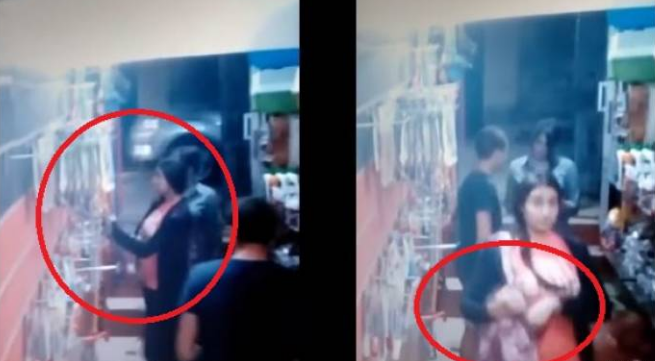 بالفيديو ..  حسناء تشغل بائع لتتمكن صديقتها من تنفيذ أغرب سرقة!