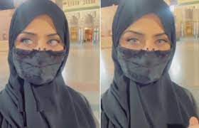 بالفيديو  ..  فنانة سعودية تعلن ارتداء الحجاب من داخل المسجد النبوي 