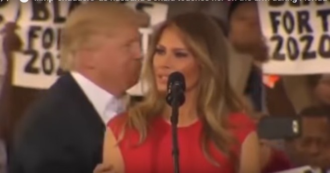 بالفيديو ..  ميلانيا ترتعد وترتجف اذا لمس ترامب ذراعها ..  تبتسم في وجهه و تغضب بعد ان يدير ظهره