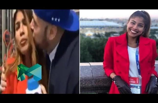 بالفيديو  ..   مذيعة تتعرض للتحرش على الهواء في المونديال