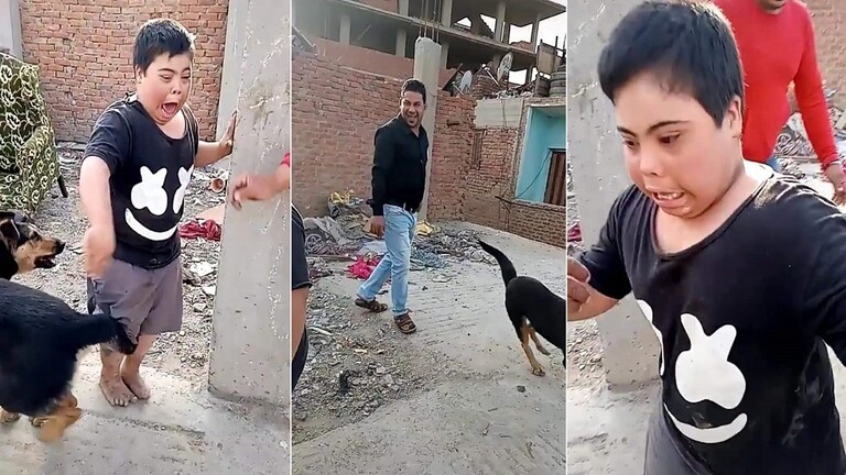 بالفيديو  ..   تجردا من كل معاني الإنسانية و الرحمة  ..  ترويع طفل احتياجات خاصة بكلب يُثير غضباً في العالم العربي