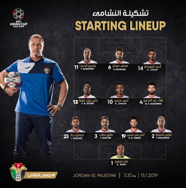 بالاسماء  ..  التشكيلة الرسمية للنشامى امام الفدائي 