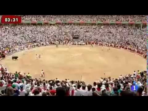 بالفيديو.. لحظة اصطدام الثيران الإسبانية بحائط من البشر!