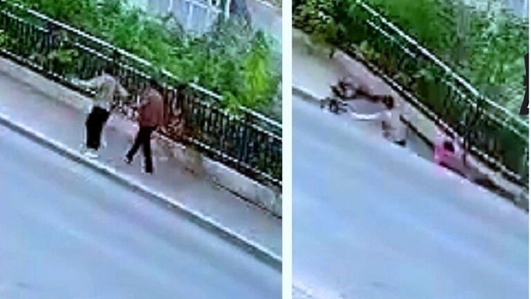 فيديو صادم ..  لحظة انشقاق الأرض وابتلاعها امرأتين على الطريق وسماع صراخ مدو