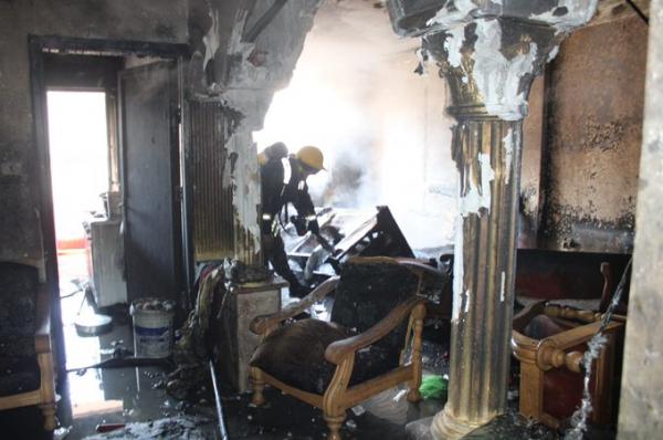 ستة إصابات بحريق منزل في جبل النصر