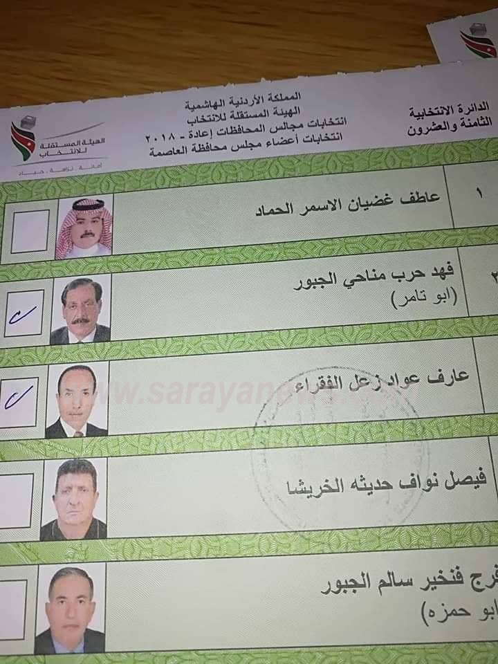 تصوير ورقة اقتراع بانتخابات الموقر  ..  والهيئة لسرايا : سنتخذ الاجراءات القانونية بحق مرتكب هذه المخالفة 