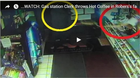 بالفيديو: عامل بمحطة وقود يتغلب على لص مسلح بـ "كوب قهوة"