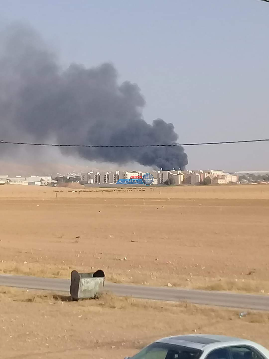 بالصور ..  حريق كبير داخل مدينة الحسن الصناعية في اربد