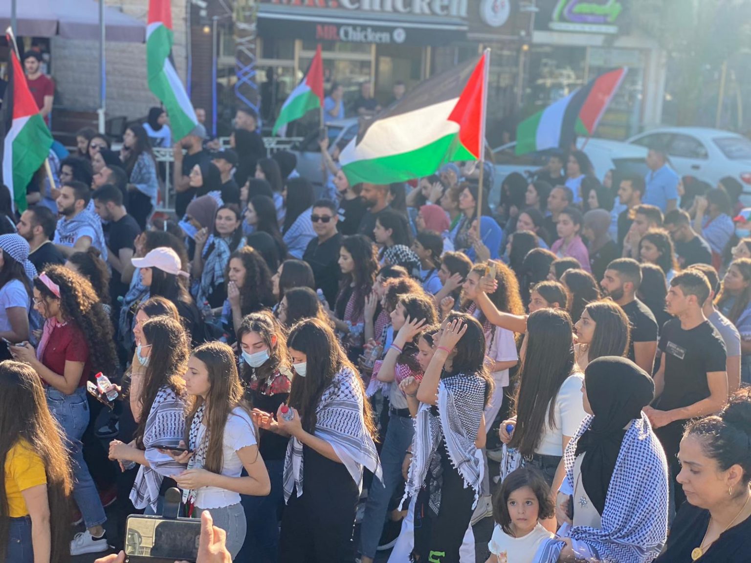 بالصور  ..  عشرات الآلاف من فلسطينيي الـ48 يتظاهرون في سخنين تنديدا بالعدوان الإسرائيلي على غزة 