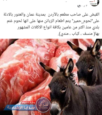 نقيب أصحاب المطاعم لـ"سرايا": لا صحة لضبط مطعم في عمان يبيع لحوم "الحمير" لزبائنه 