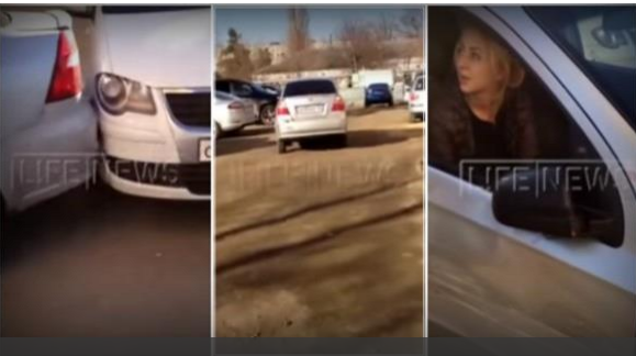 بالفيديو: امرأة  تصدم 17 سيارة
