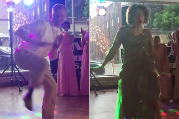 فيديو: تحدي رقص بين عريس ووالدته في حفل زفاف