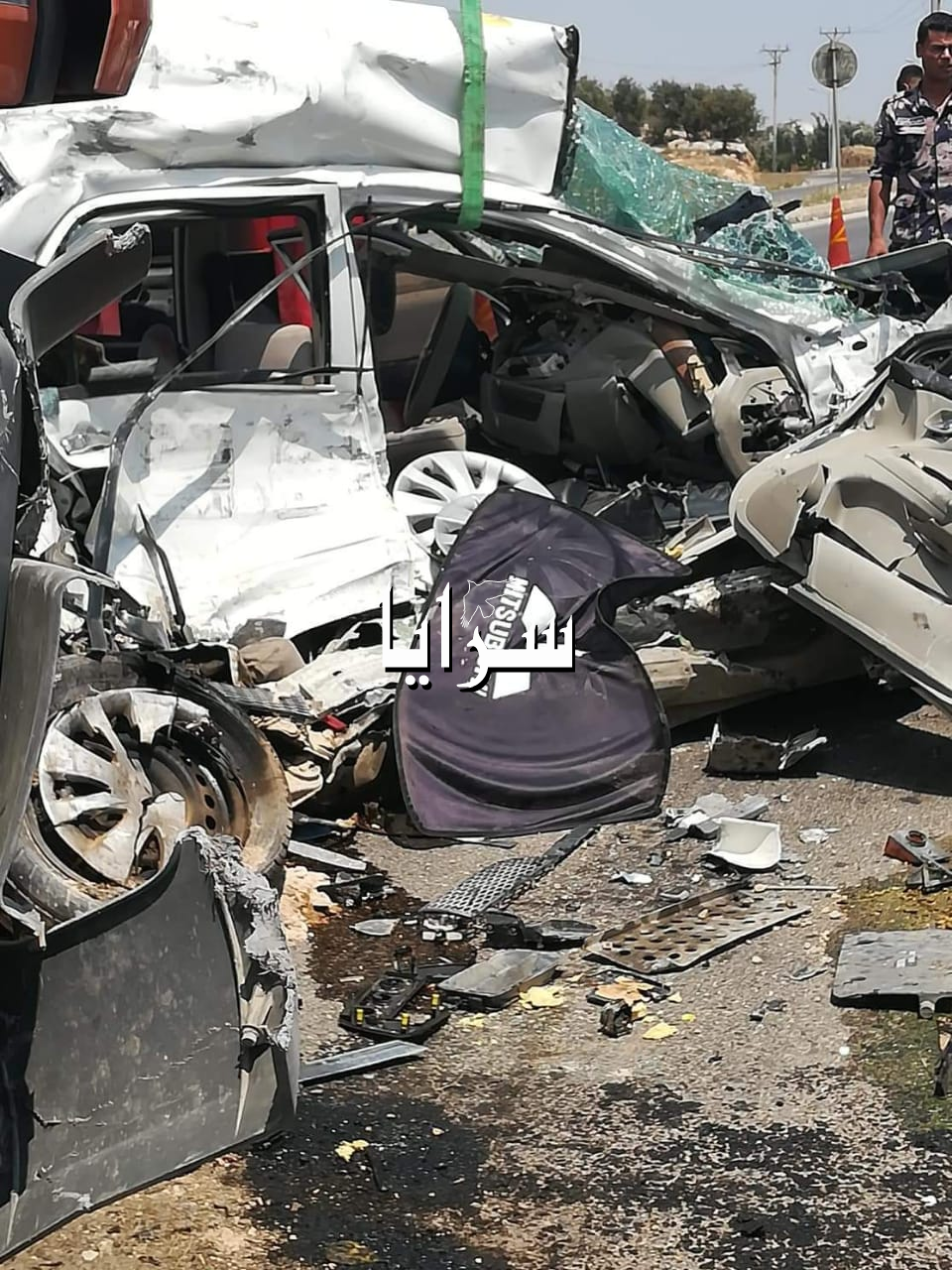 بالصور: وفاة شخصين وإصابة أخر  إثر حادث سير مروع على طريق اربد_ الأغوار الشمالية
