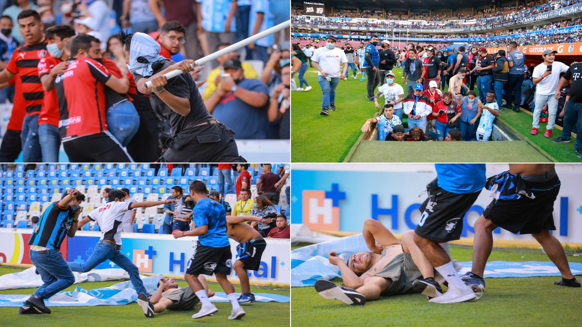مذبحة كروية  ..  اقتحام الملعب واشتباكات عنيفة تهز الكرة المكسيكية