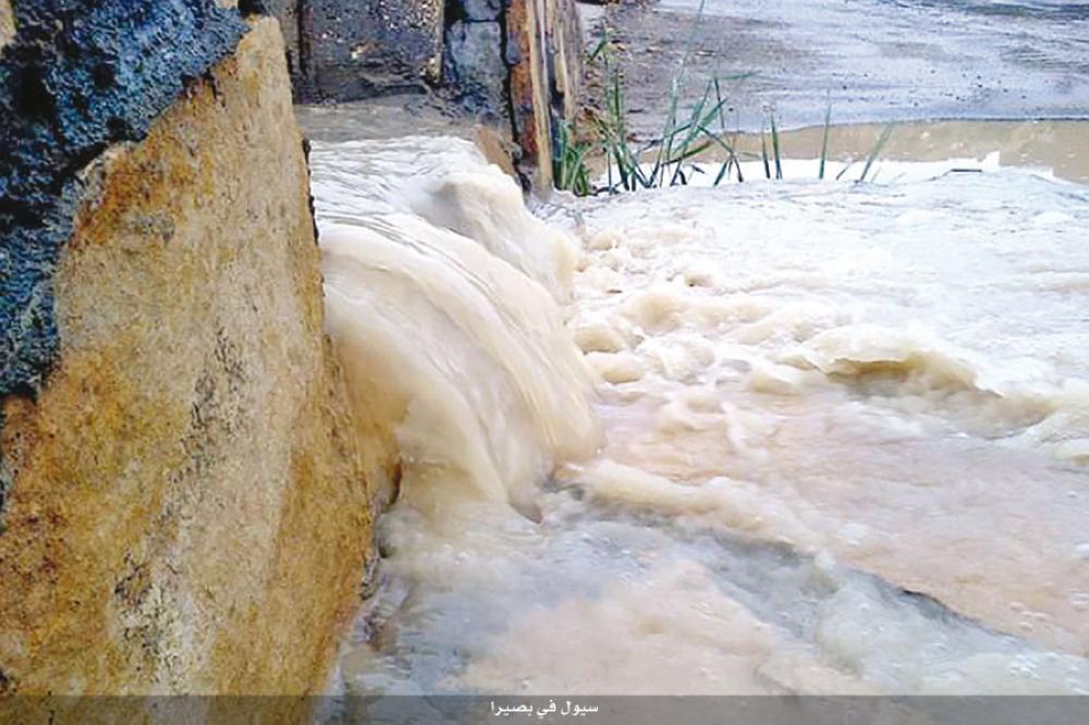 الطفيلة: ذوبان الثلوج وغزارة الأمطار تشكلان سيولا في بصيرا