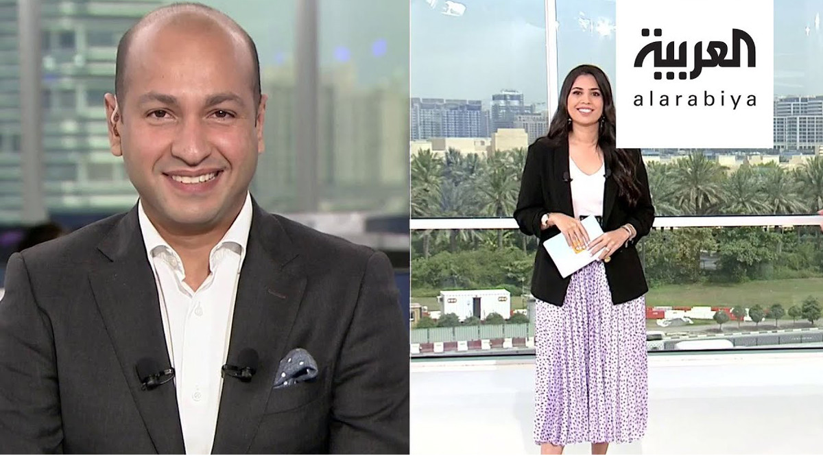 بالفيديو  ..  مذيع سعودي في قناة العربية يتغزل بزوجته على الهواء ثم يغرد: "الصمتُ في حَرَم الجمال جمالُ "