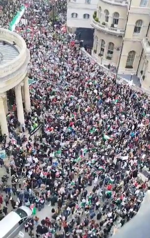 بالفيديو ..  مظاهرة حاشدة في لندن نصرة لغزة 