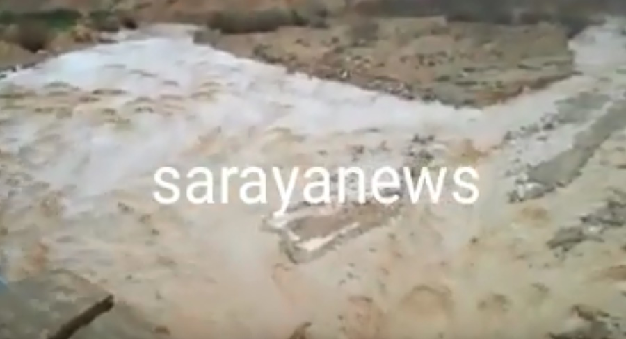 بالفيديو ..  سيول طريق الشهداء بين محافظتي الكرك والطفيلة 