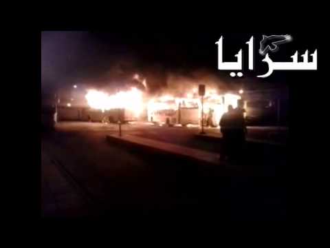 .حريق حافلات مجمع سفريات الجنوب بعمان