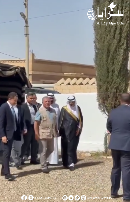 بالفيديو ..  الملك يزور منزل الشيخ فارس مسند حرب أبو تايه 