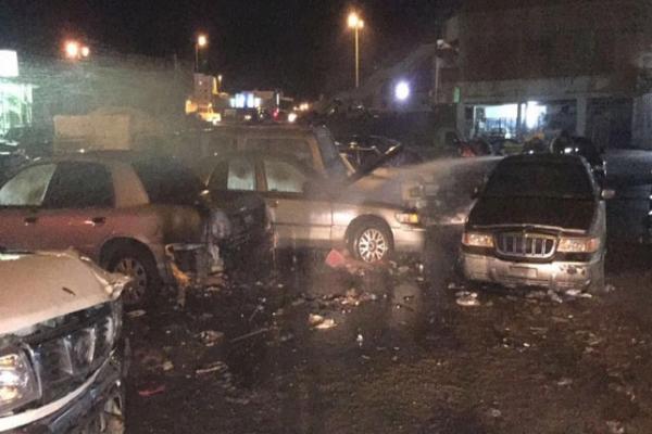 للمرة الثانية خلال ساعات ..  احتراق 12 سيارة في حوية الطائف