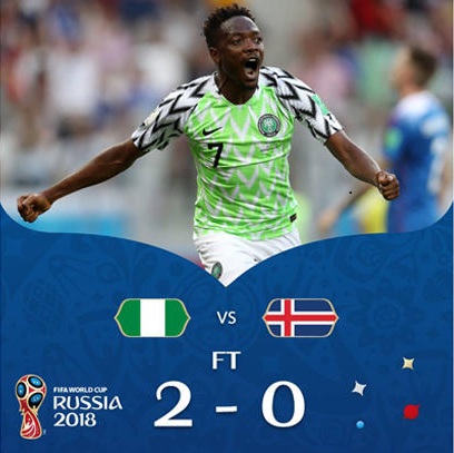 بالفيديو ..  نيجيريا تعيد الامل لرفقاء ميسي بفوزها على ايسلندا 