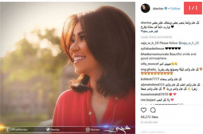 بعد شائعة زواجها ..  لمن قالت شيرين: "كل عام وإحنا بنحب بعض"؟