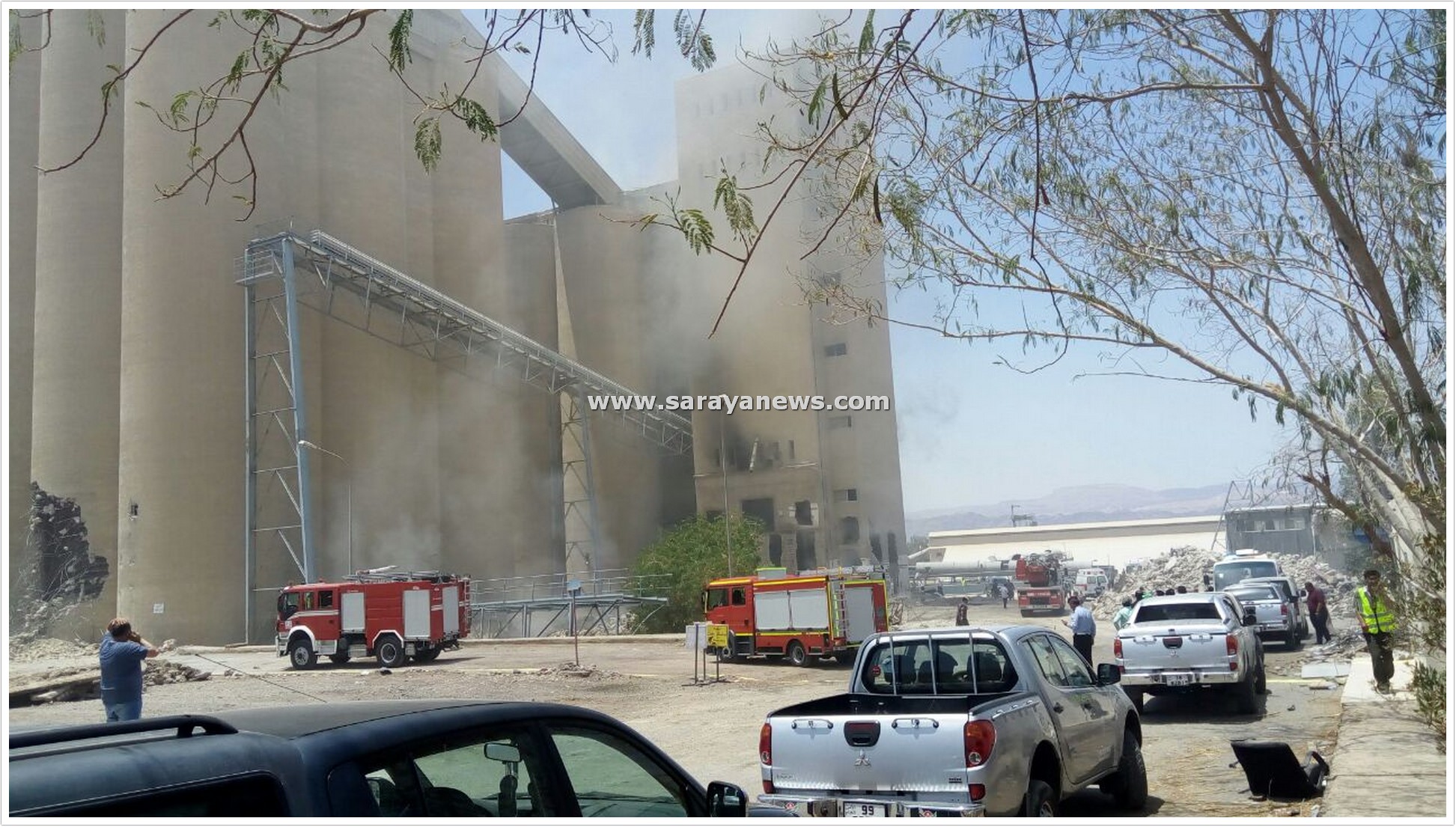 صور وفيديو  ..  اصابة (6) اشخاص في انفجار بموقع الصوامع القديم  في العقبة 