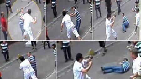 بالفيديو  ..  رجل عربي يتغلب على العشرات من الاتراك