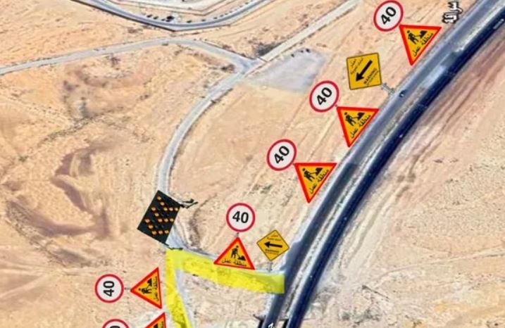 تحويلة مرورية لصيانة جسر سواقة على الطريق الصحراوي