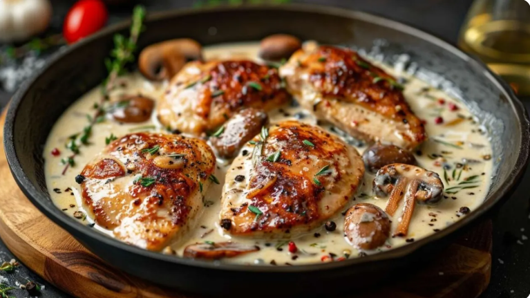 دجاج بالكريما والفطر ..  نكهة غنية بمكونات بسيطة