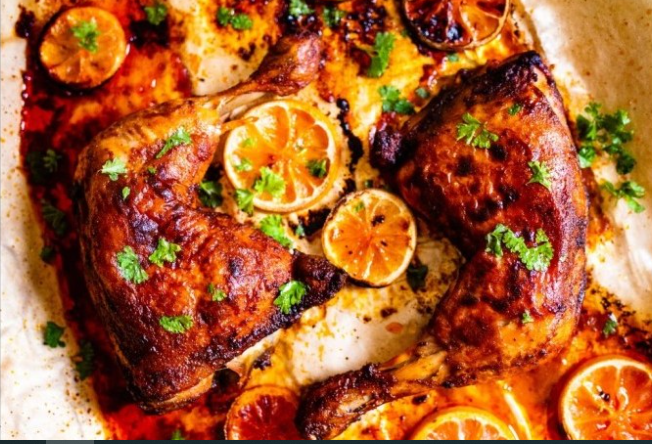 دجاج بالليمون والثوم بالفرن