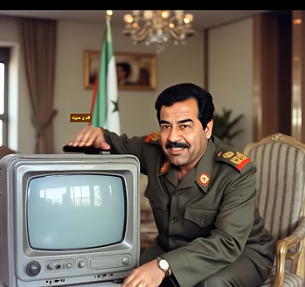 بالفيديو ..  شاهد ما حدث عندما عثر صدام حسين على كاميرا تجسس داخل تلفزيونه 