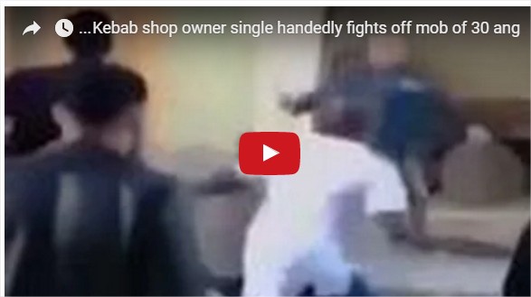 بالفيديو: صاحب مطعم يواجه 30 لصاً بسكين