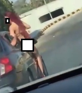 الامن يضبط الفتاة "العارية" على طريق المطار والمركبة السورية التي كانت تستقلها