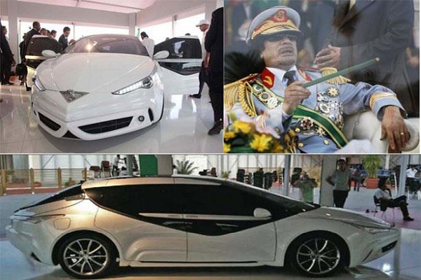بالصور ..  تعرف على السيارة التي صممها معمر القذافي واطلق عليها اسم " صاروخ الجماهيرية"